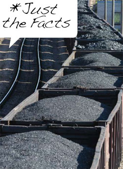 Coal-laden railway cars