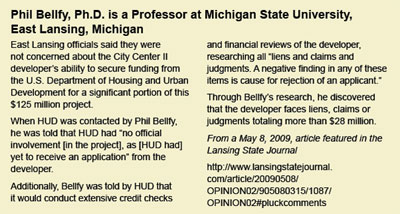 Dr. Phil Bellfy's research regarding East Lansing's City Center II - click to enlarge
