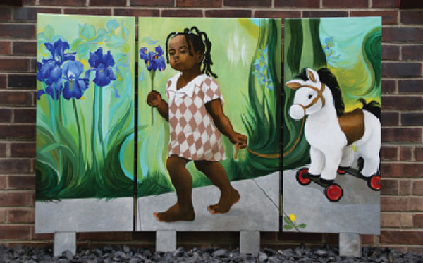 Painting of young girl with iris