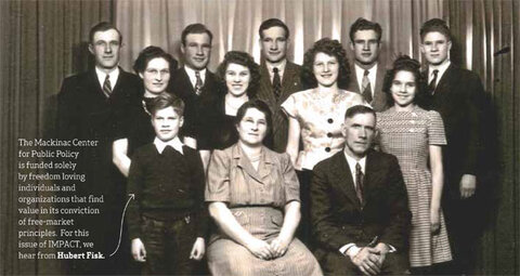 Hubert Fisk (1st row, far left) with family - click to enlarge