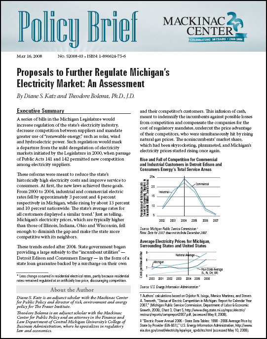 Images from 
Proposals to Further Regulate Michigan’s
Electricity Market: An Assessment