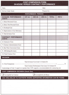 Cost Comparison Form