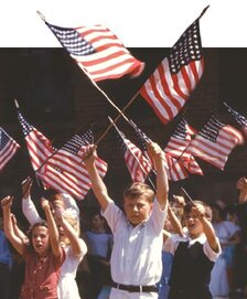 kids holding flags