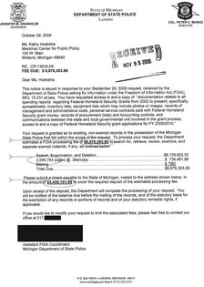 Michigan Homeland Security $7 Million FOIA