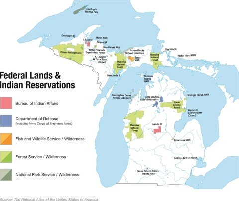Graphic 1: Federal Land in Michigan - click to enlarge