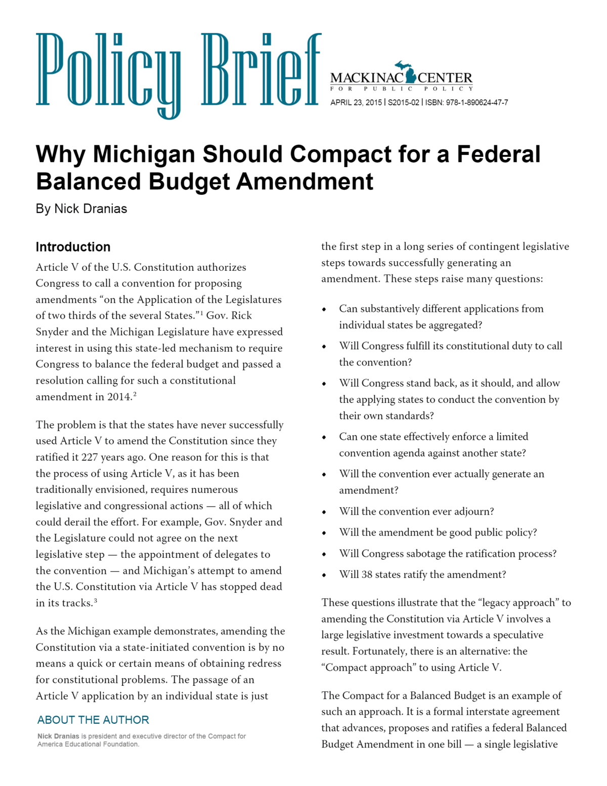 Why Michigan Should Compact for a Federal Balanced Budget Amendment ...